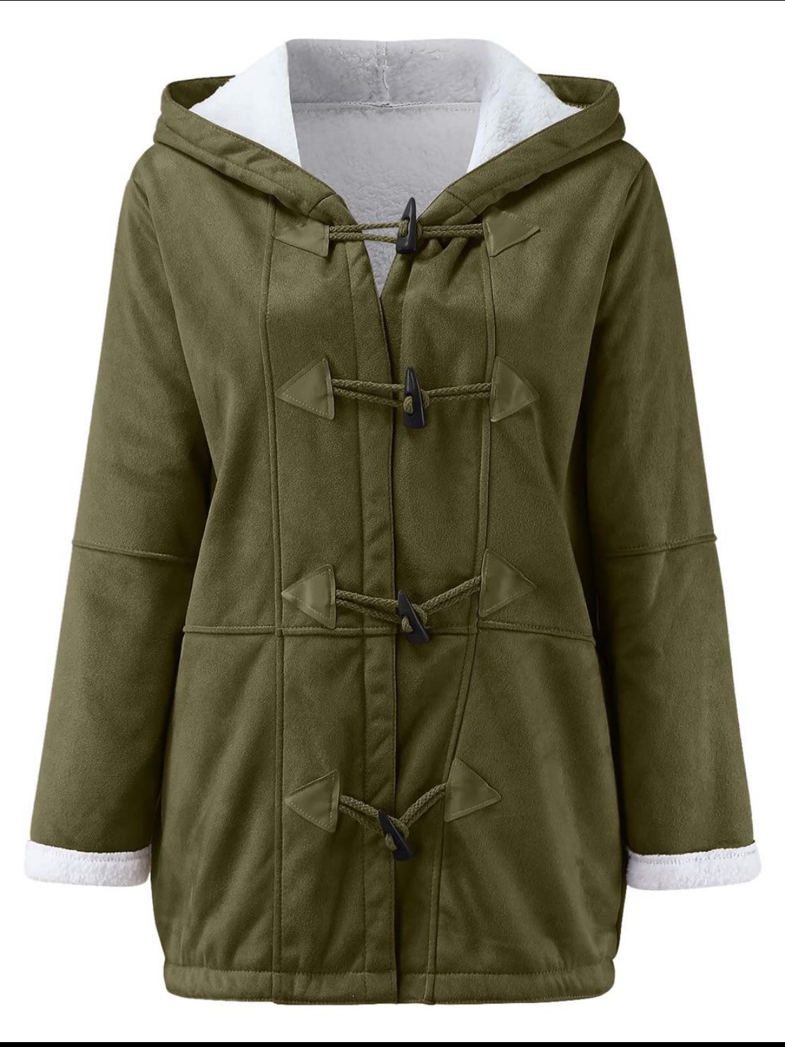 Full Size Pocketed Long Sleeve Hooded Toggle Jacket (many colors) -*SMALL-5XL