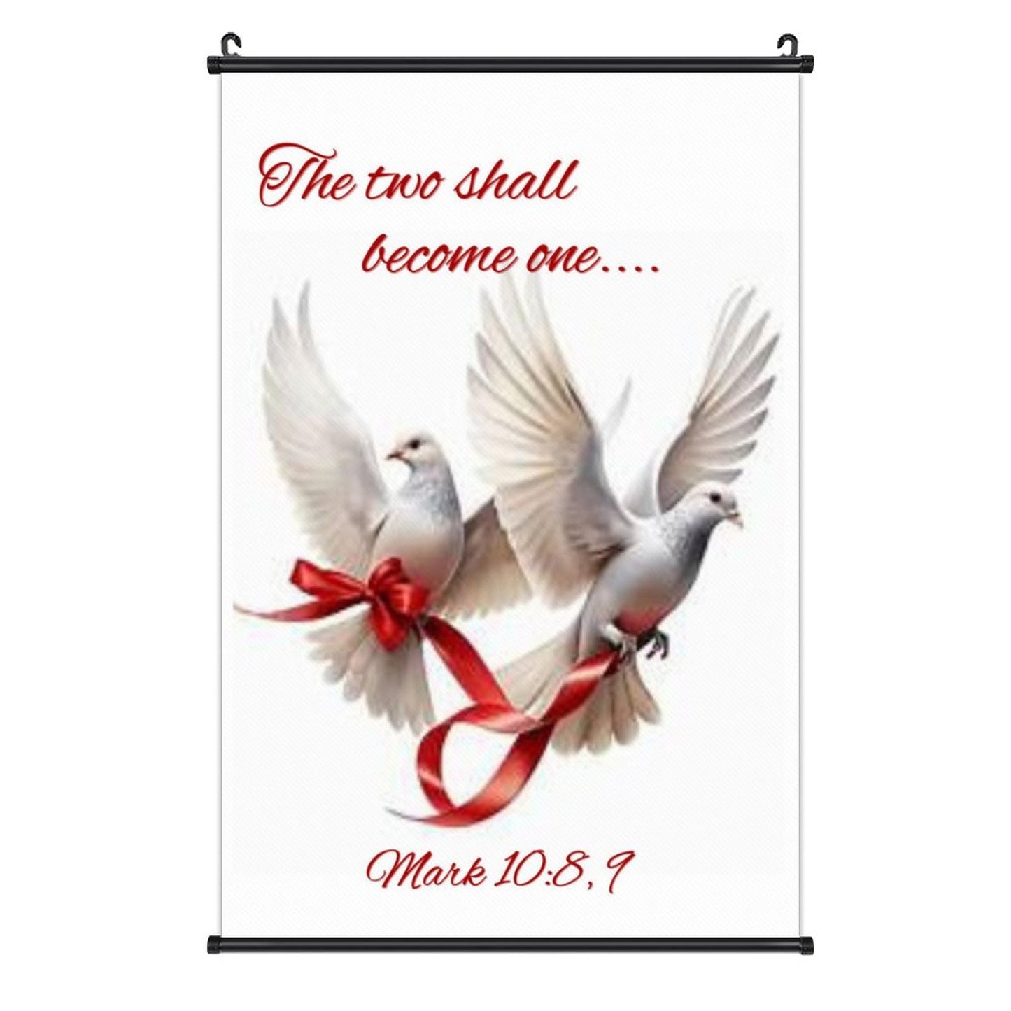 Canvas Hanging Poster with Scrolls-16"x24"/ 40x60cm-TWO SHALL BECOME ONE