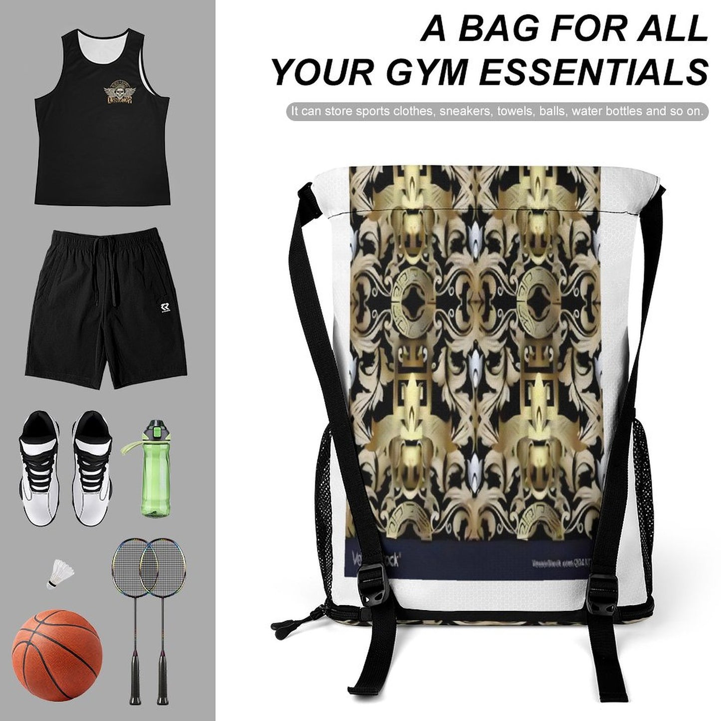 Waffle Cloth Sprots Drawstring Bag (Multi-Sites)