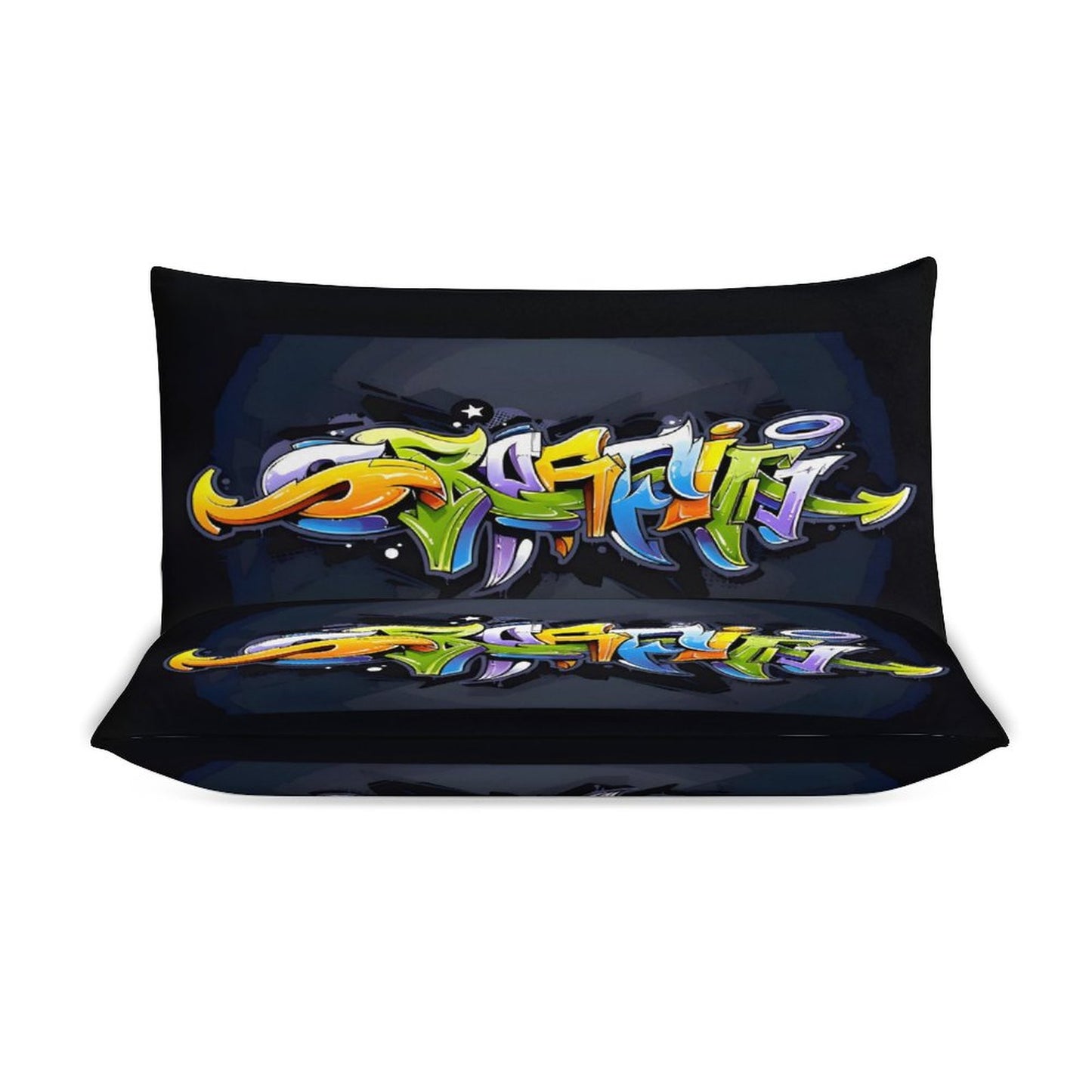 COLORFUL GRAFFITI 3-Piece Bedding Set-90"x90"/ 229x229cm-QUEEN SIZE or FULL SIZE (Dual-sided Image)