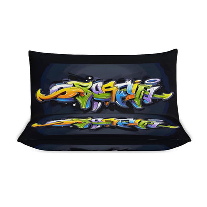 COLORFUL GRAFFITI 3-Piece Bedding Set-90"x90"/ 229x229cm-QUEEN SIZE or FULL SIZE (Dual-sided Image)