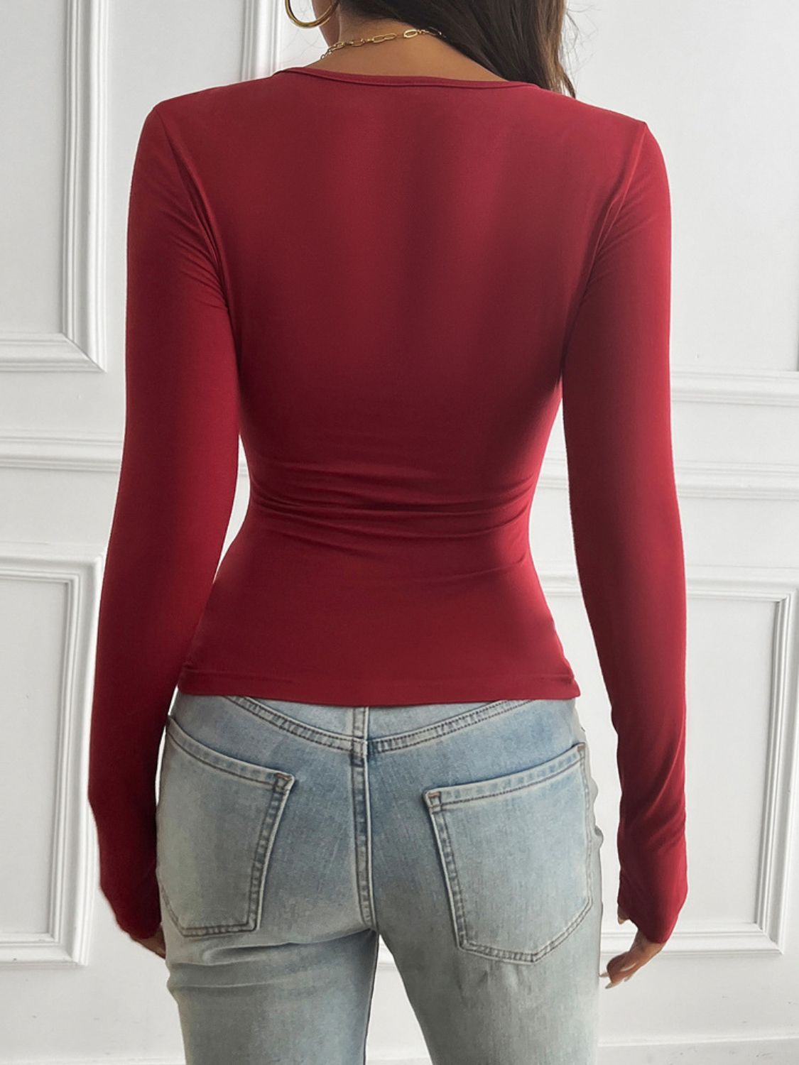 Round Neck Long Sleeve Shirt (black/burgundy/dk. blue)-S-XL