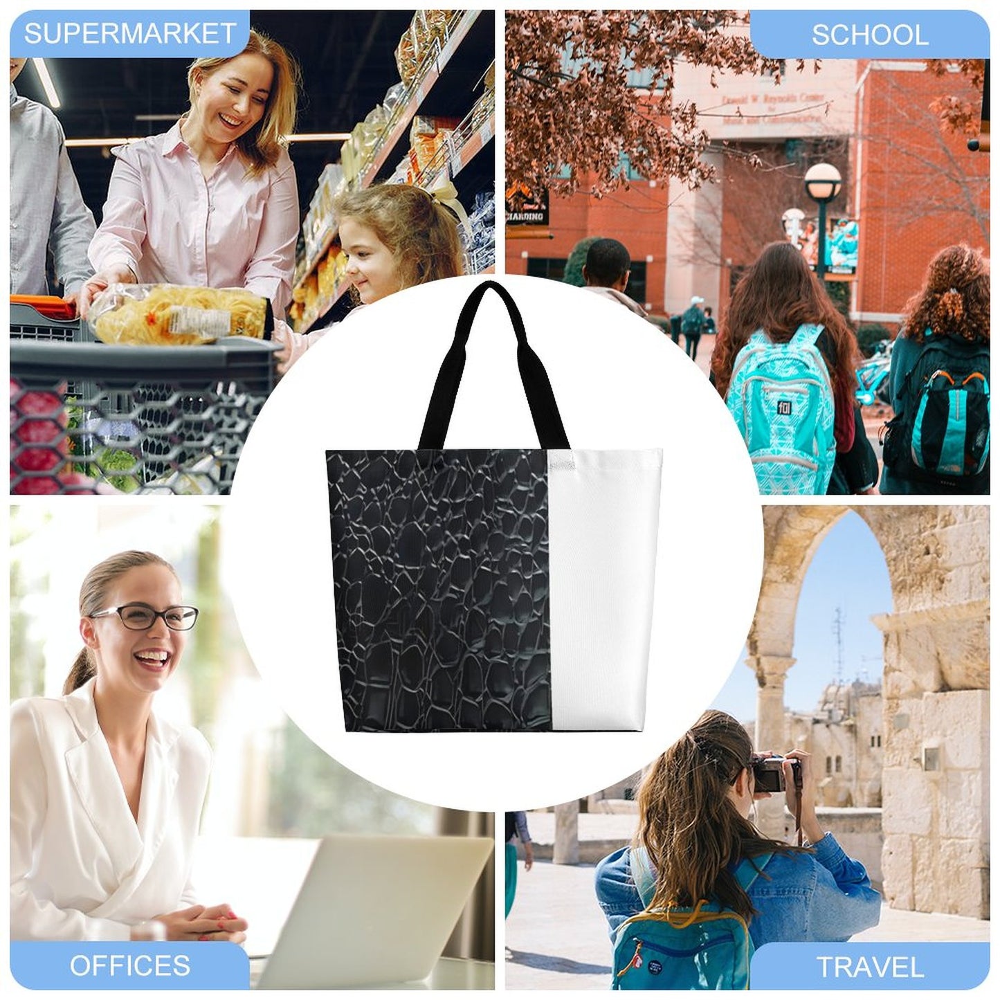 Large One Shoulder Shopping Bag (All-Over Printing)