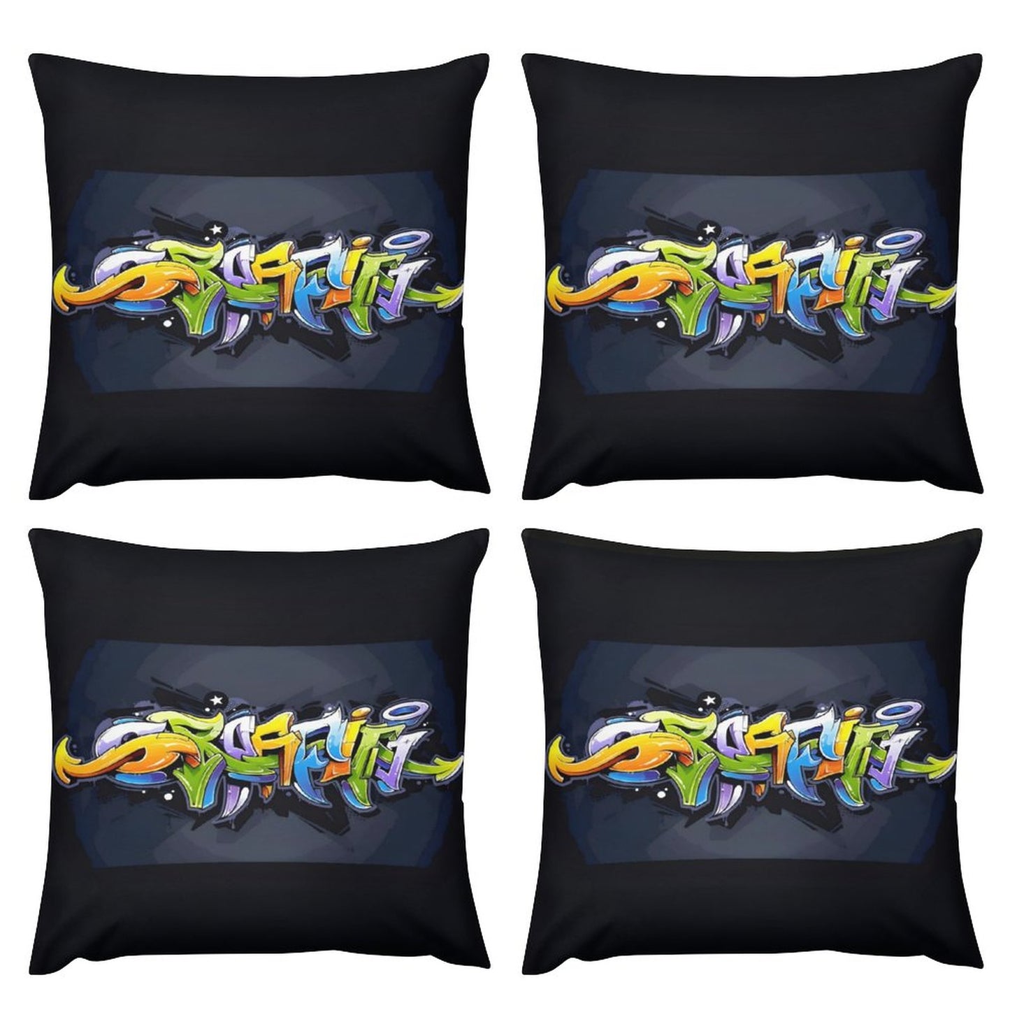 COLORFUL GRAFFITI Plush Pillowcase Set of 4