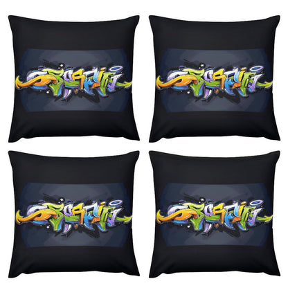 COLORFUL GRAFFITI Plush Pillowcase Set of 4