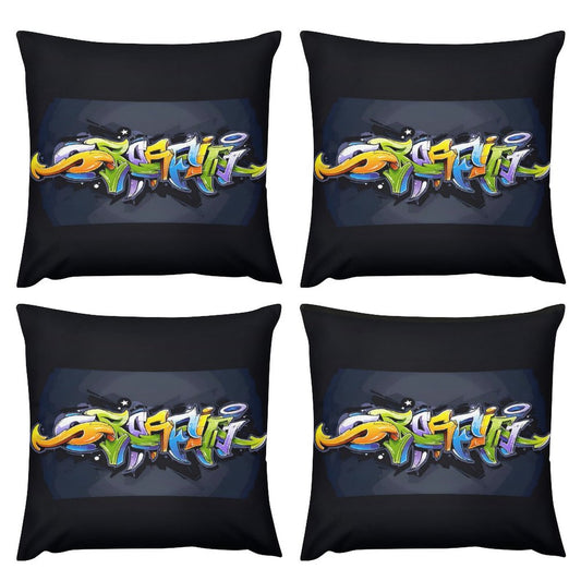 COLORFUL GRAFFITI Plush Pillowcase Set of 4