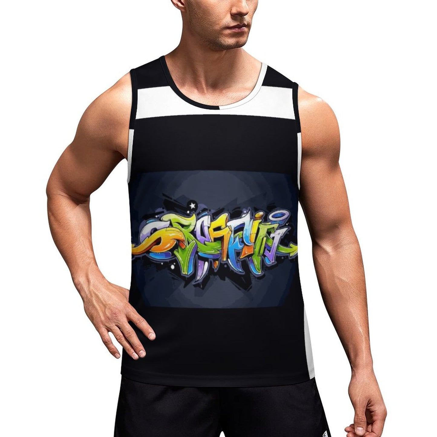 COLORFUL GRAFFITI Men's Tank Top-SMALL-5XL