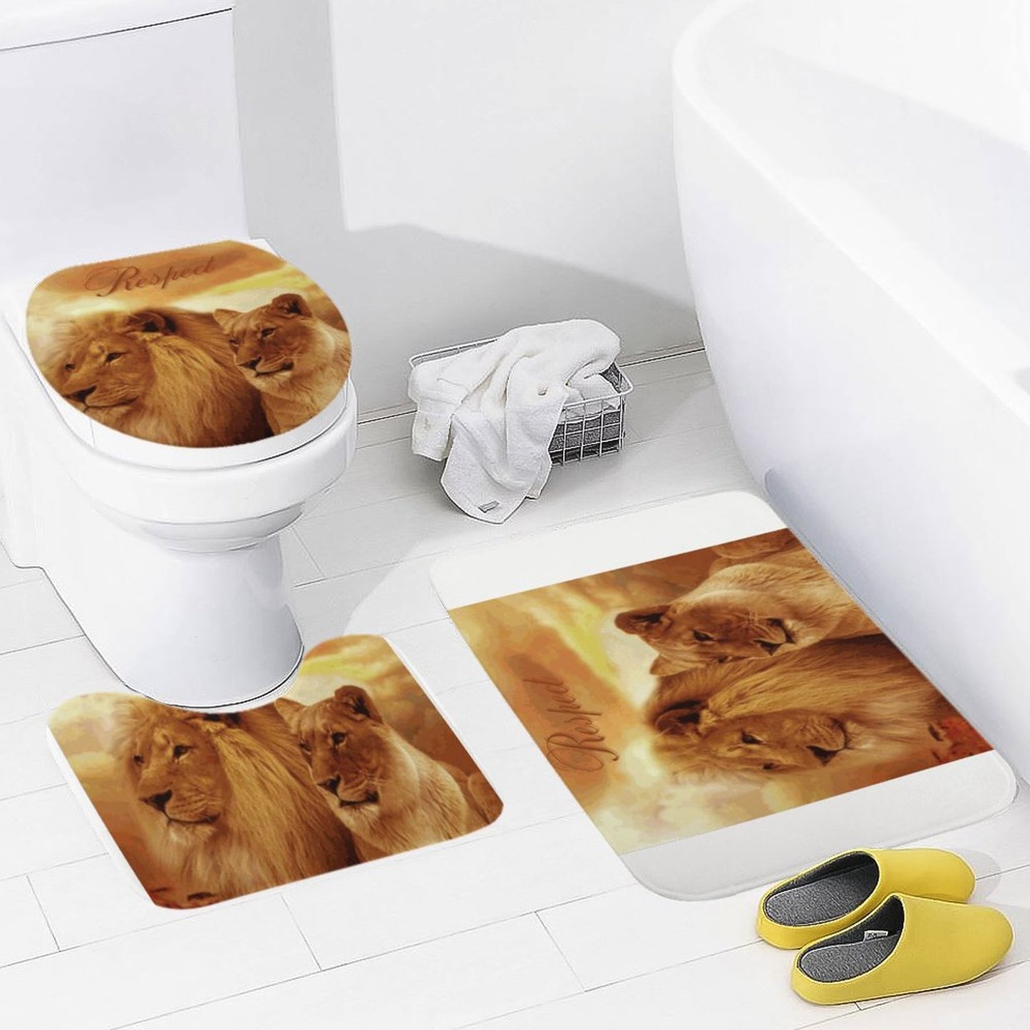 Coral Velvet Restroom Rug Set of 3-15.7"x23.6"/ 40x60cm