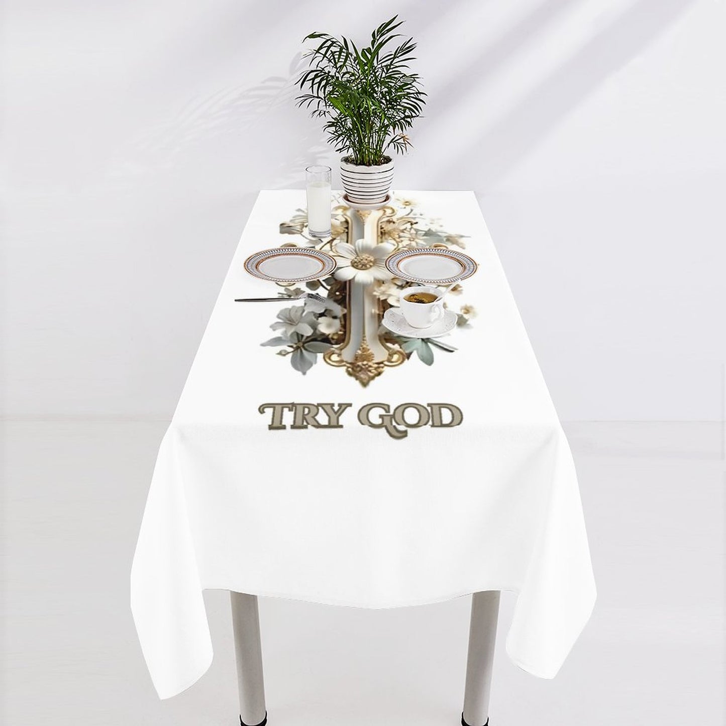 Rectangle Tablecloth-TRY GOD