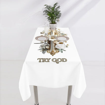Rectangle Tablecloth-TRY GOD