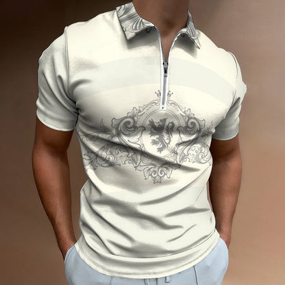 Men's Short Sleeve POLO Shirt with Zipper B470 (All-Over Printing)