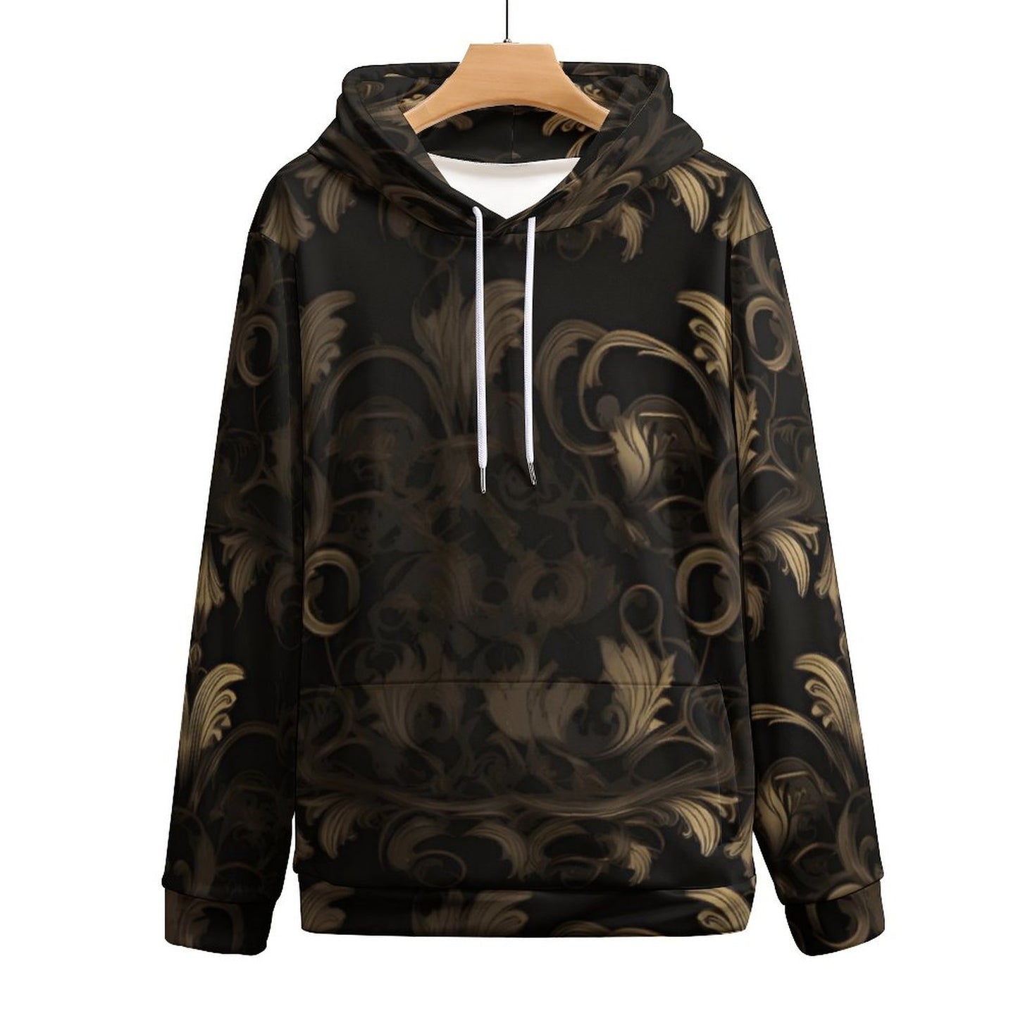 BLACK & GOLD ACCENT Men's Hoodie with Double-layer Cap-SMALL-6XL