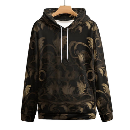 BLACK & GOLD ACCENT Men's Hoodie with Double-layer Cap-SMALL-6XL