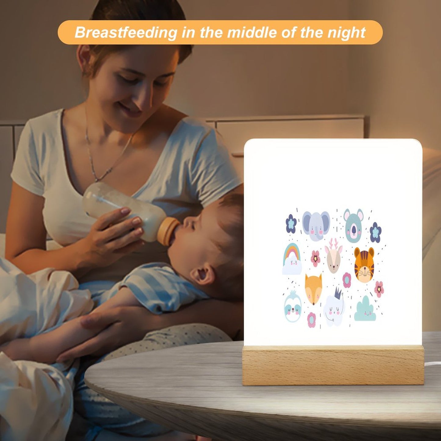Acrylic Night Light with Wooden Base
