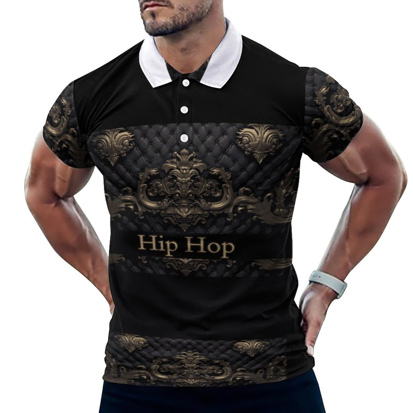 Custom Polo Shirts with All-Over printing Design Straight B612