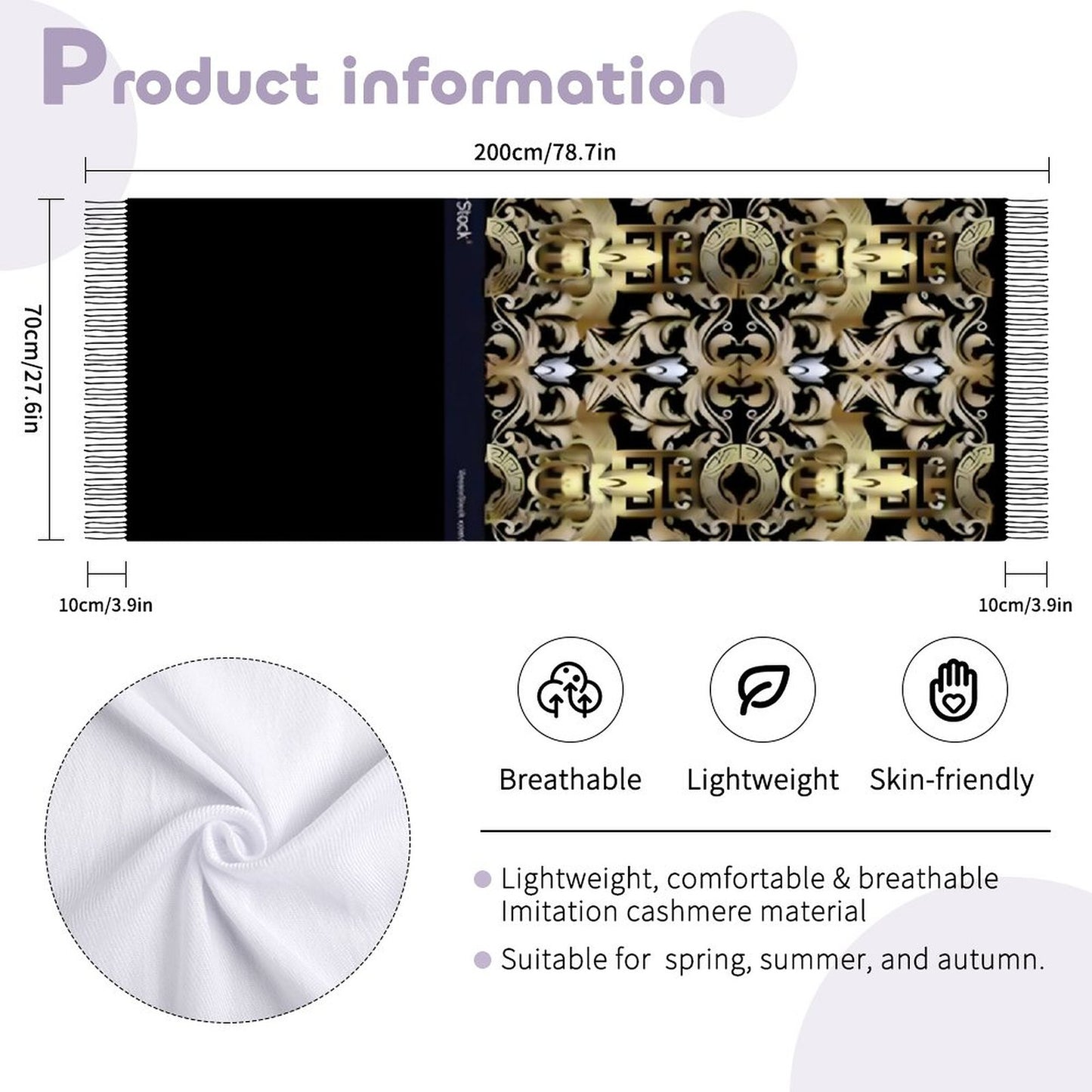 Cashmere-like Tassel Scarf (All-Over Printing)