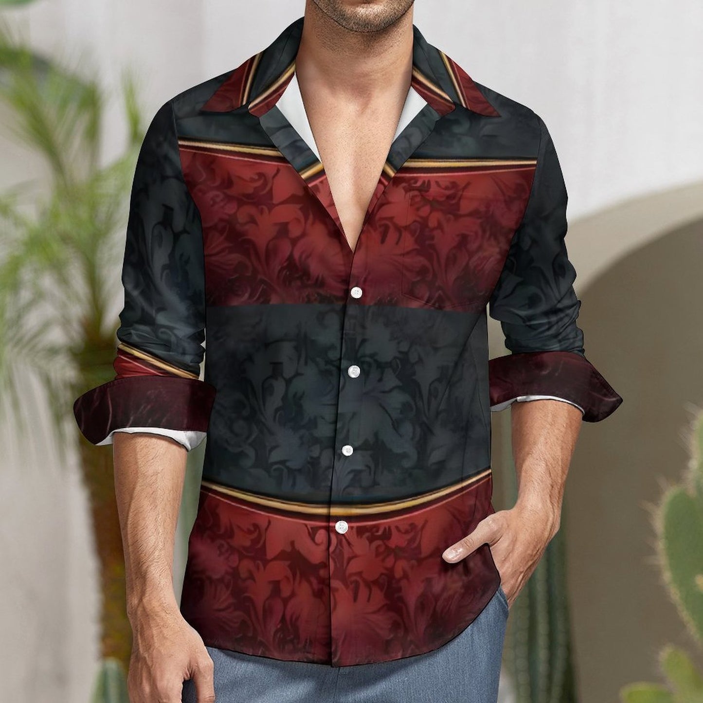 Men's Long Sleeve Shirt with Pocket LS (All-Over Printing)
