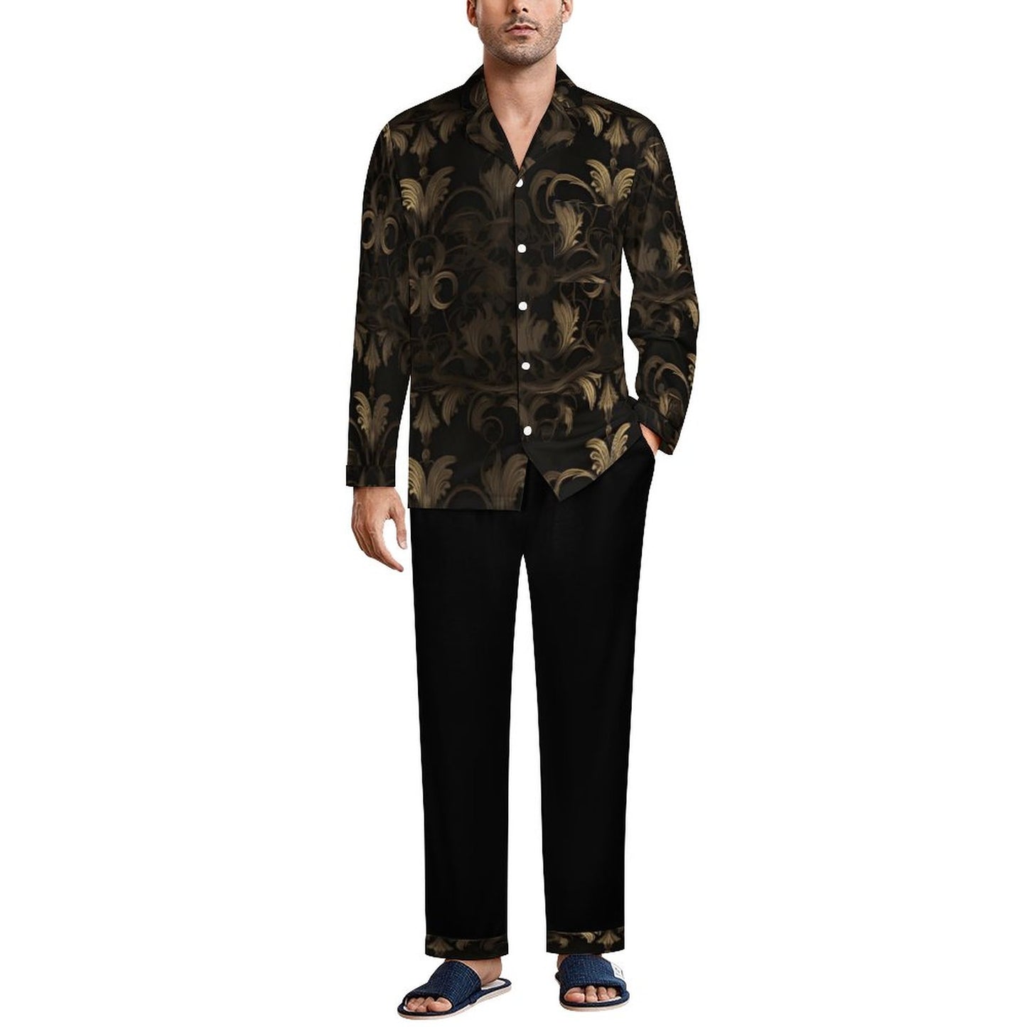 BLACK & GOLD ACCENT Night Suit for Men