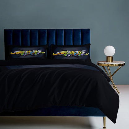 COLORFUL GRAFFITI 3-Piece Bedding Set-90"x90"/ 229x229cm-QUEEN SIZE or FULL SIZE (Dual-sided Image)