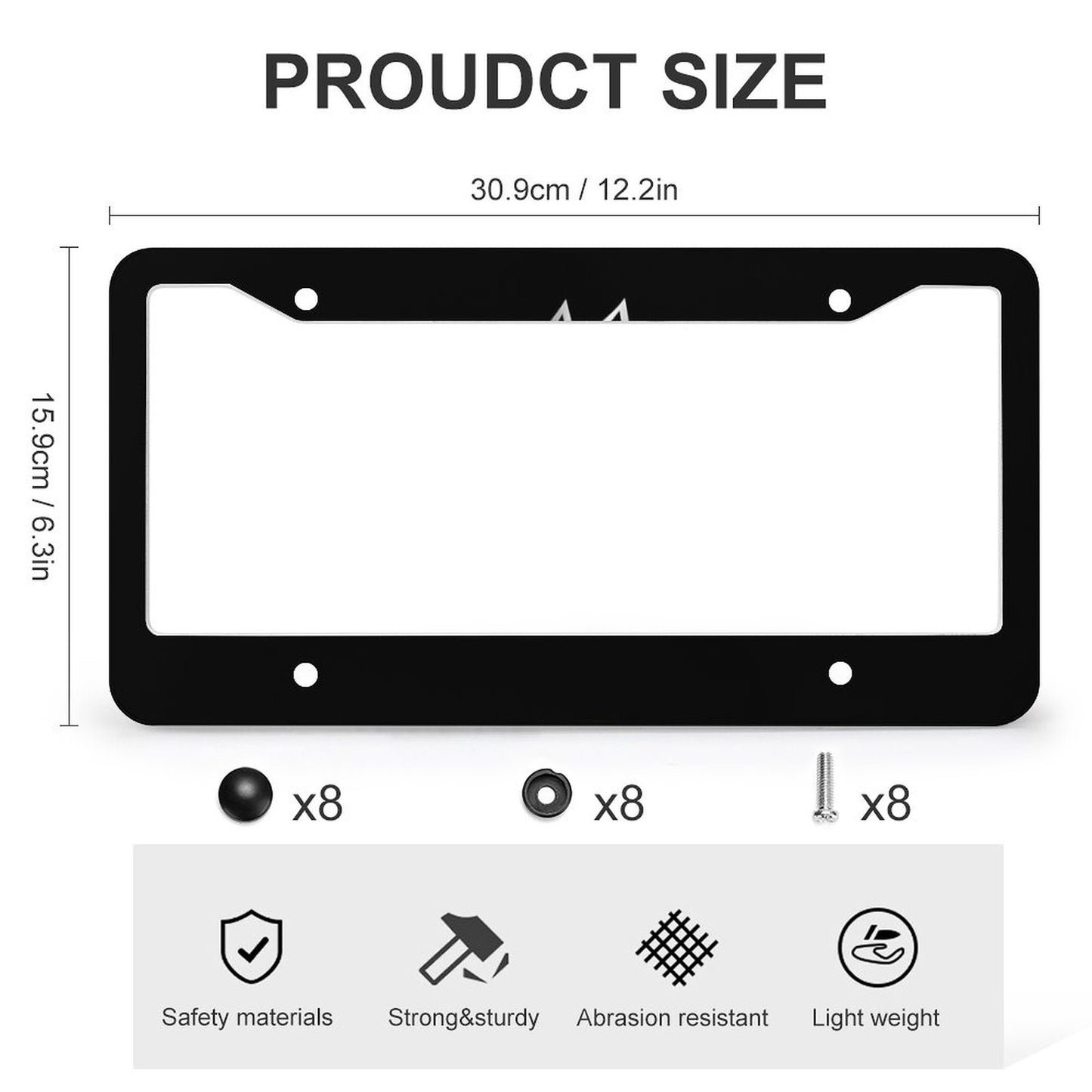 License Plate Frames with 4 Round Holes (1 Pair)