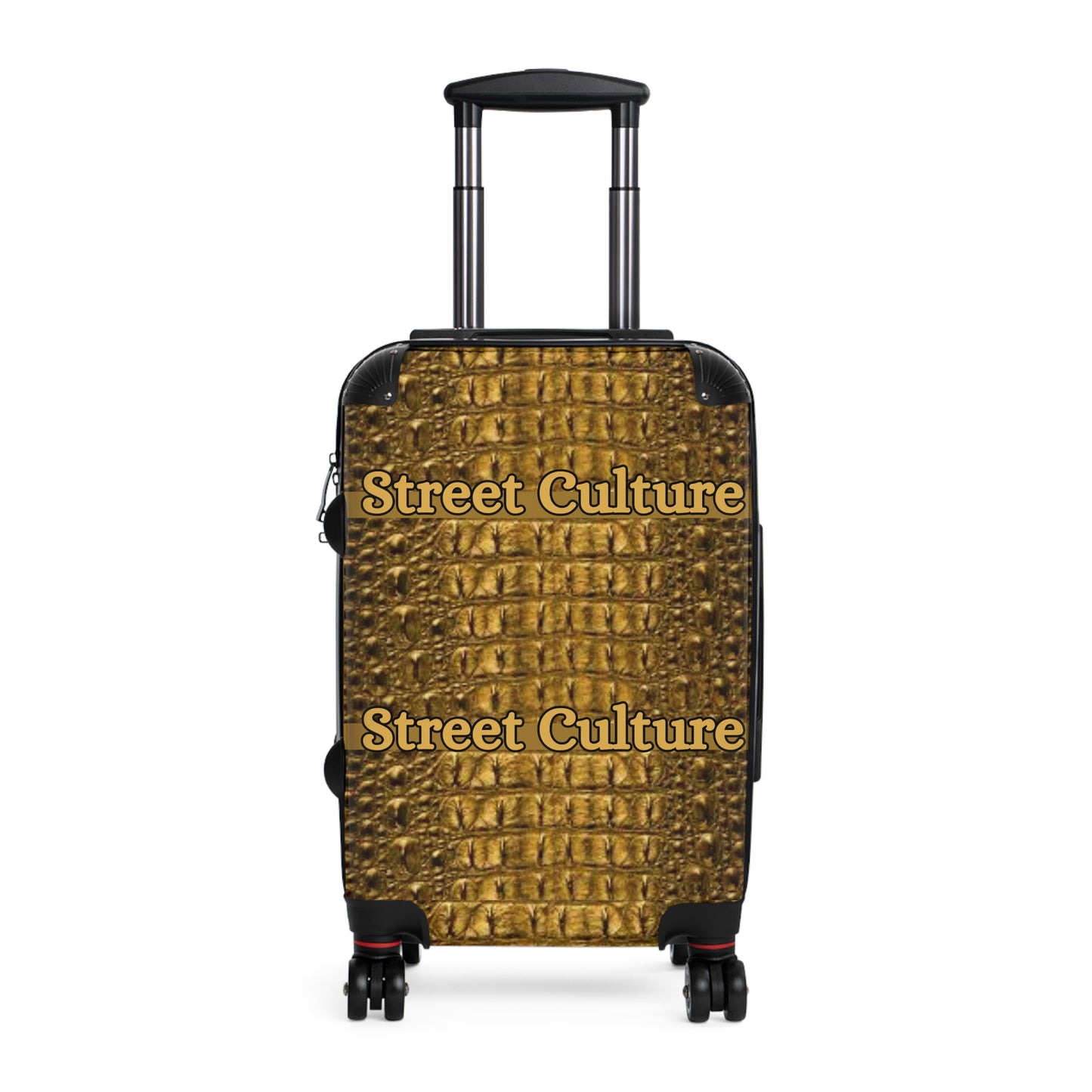 STREET CULTURE GOLD ALLIGATOR Print Suitcase (with lock/4 double swivel wheels/inner pockets)-SMALL/MEDIUM/LARGE