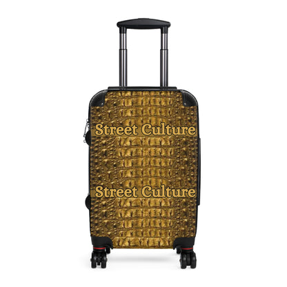 STREET CULTURE GOLD ALLIGATOR Print Suitcase (with lock/4 double swivel wheels/inner pockets)-SMALL/MEDIUM/LARGE