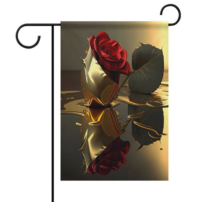 ROSE IN GOLD Garden Flag (2 Pics on 2 Sides)-12"x18"