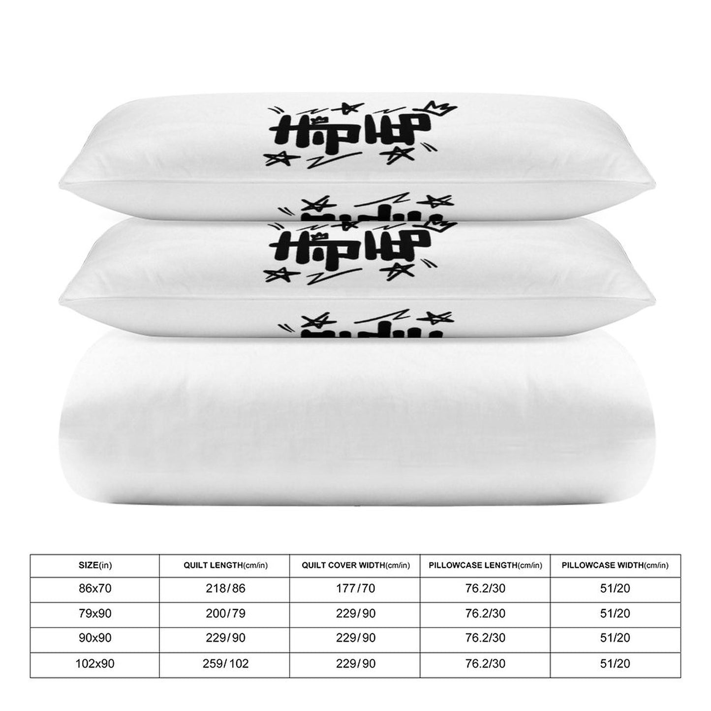 3-Piece Bedding Set-102"x90"/ 259x229cm (Dual-sided Printing)