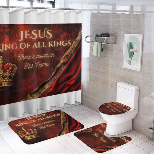 Shower Curtain Set with 3 Rugs