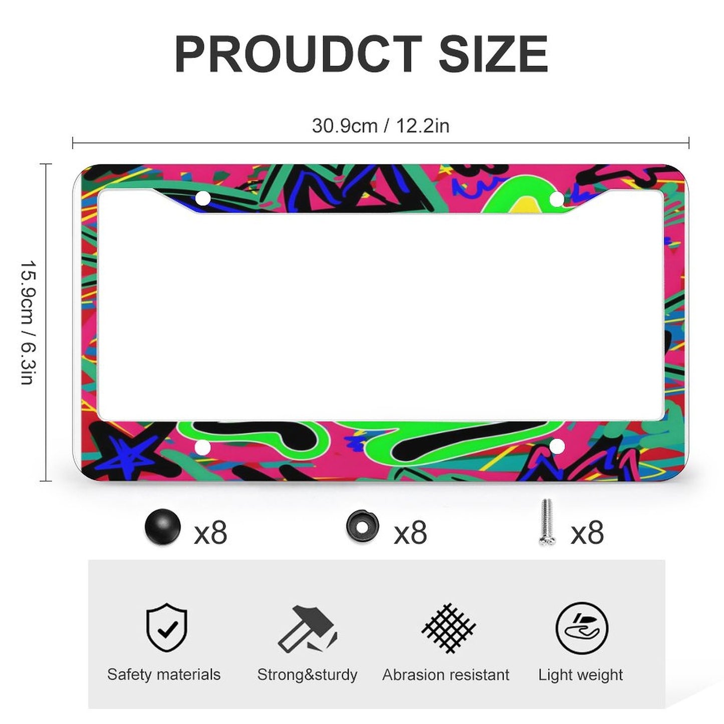 License Plate Frames with 4 Round Holes (1 Pair)