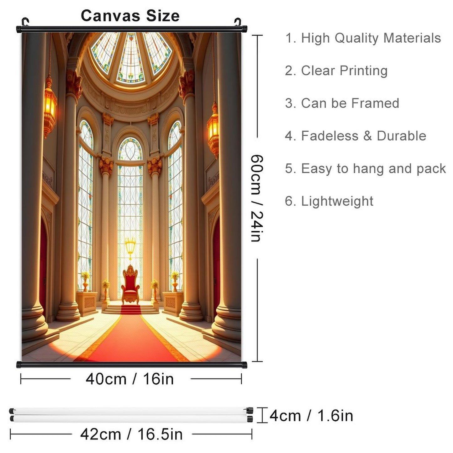 Canvas Hanging Poster with Scrolls-16"x24"/ 40x60cm