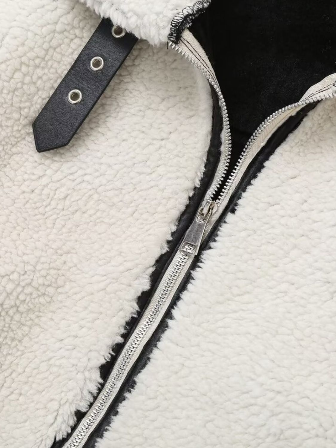 Zip Up Long Sleeve Sherpa Jacket-XS-L