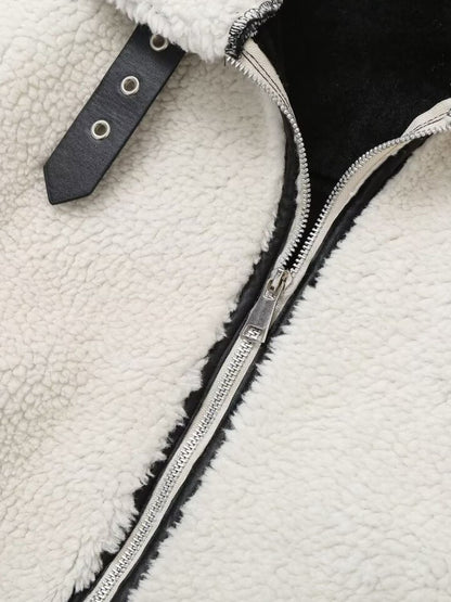 Zip Up Long Sleeve Sherpa Jacket-XS-L