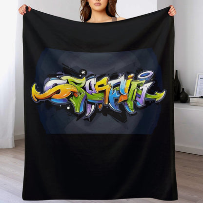 COLORFUL GRAFFITI Plush Flannel Blanket-40"x50"-dual-sided image