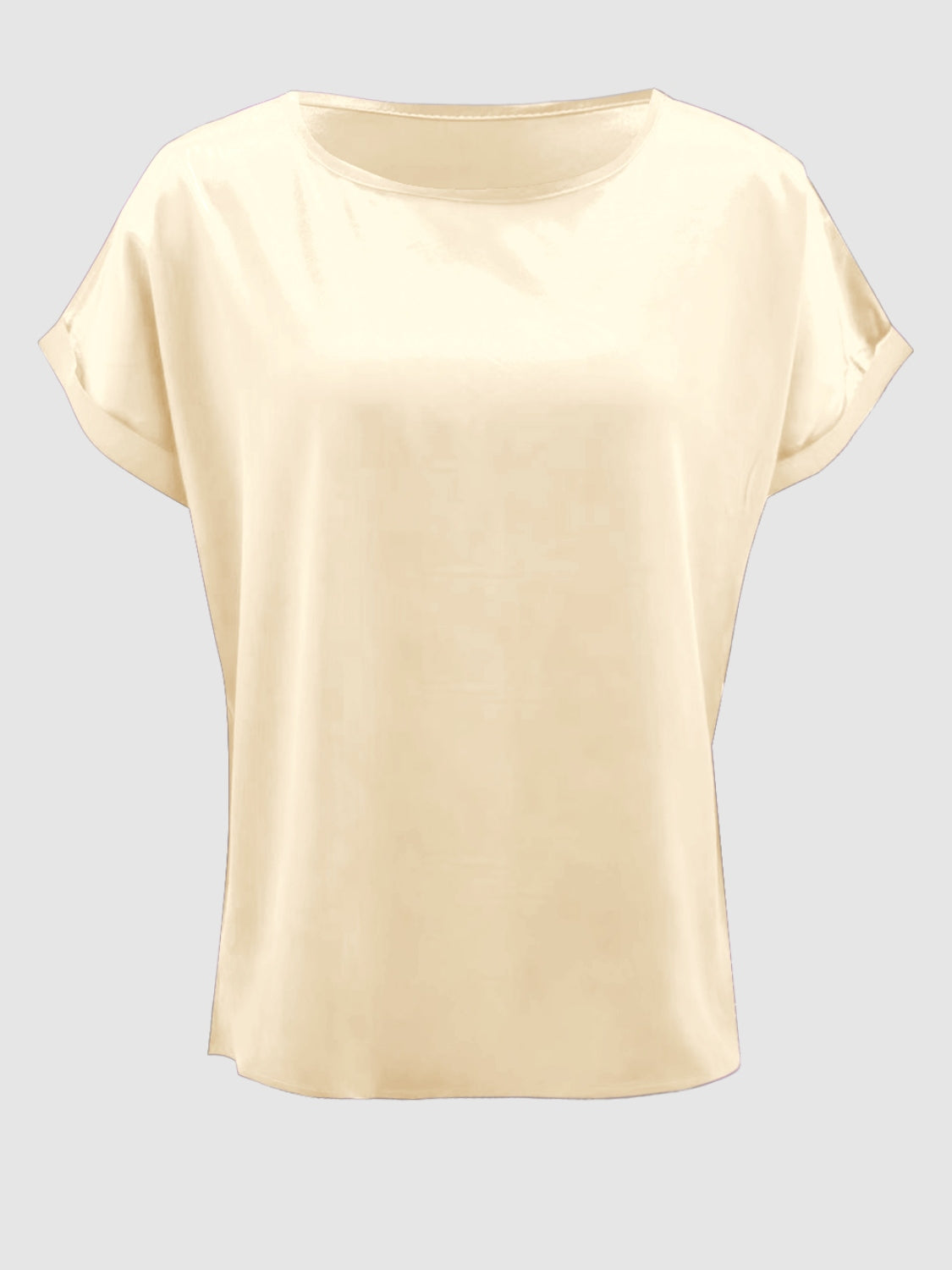 Satin Round Neck Short Sleeve Blouse (black/white/royal blue/lilac/pink/blue/burgundy/green)-SMALL-2XL