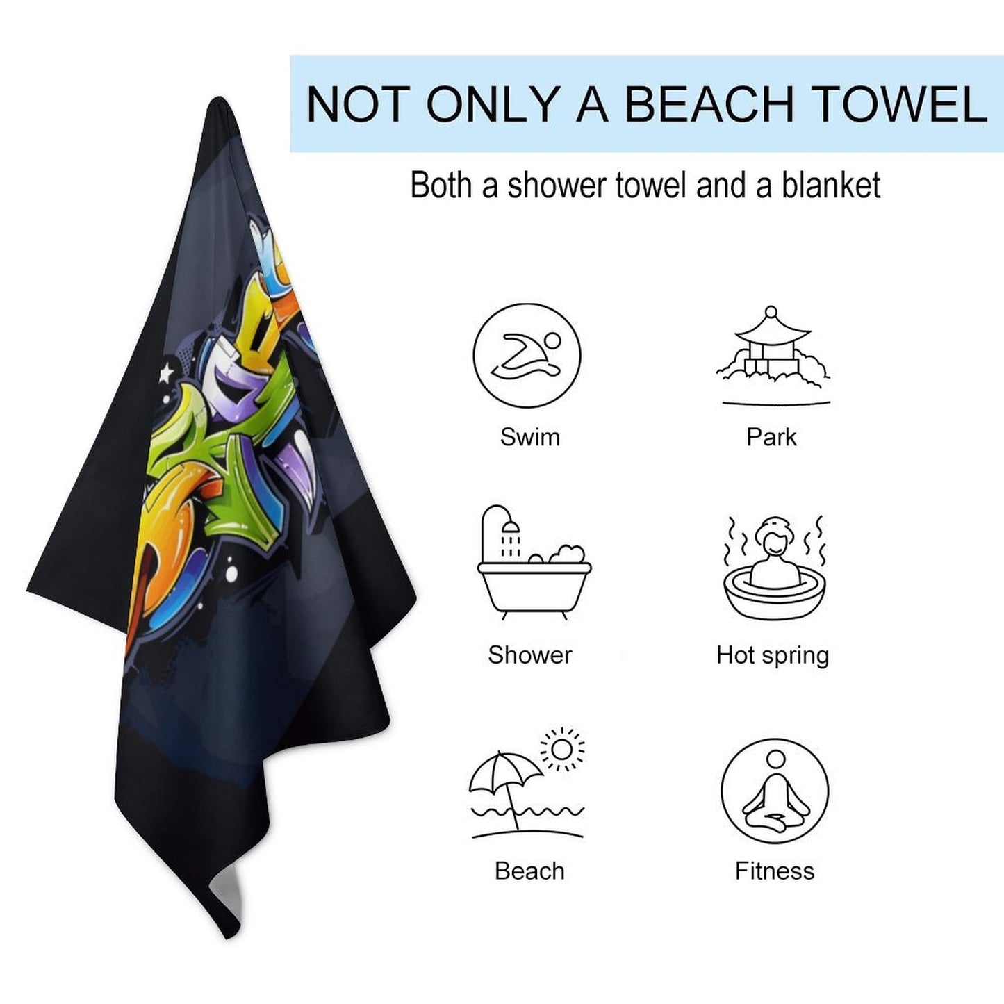 COLORFUL GRAFFITI Beach Towel