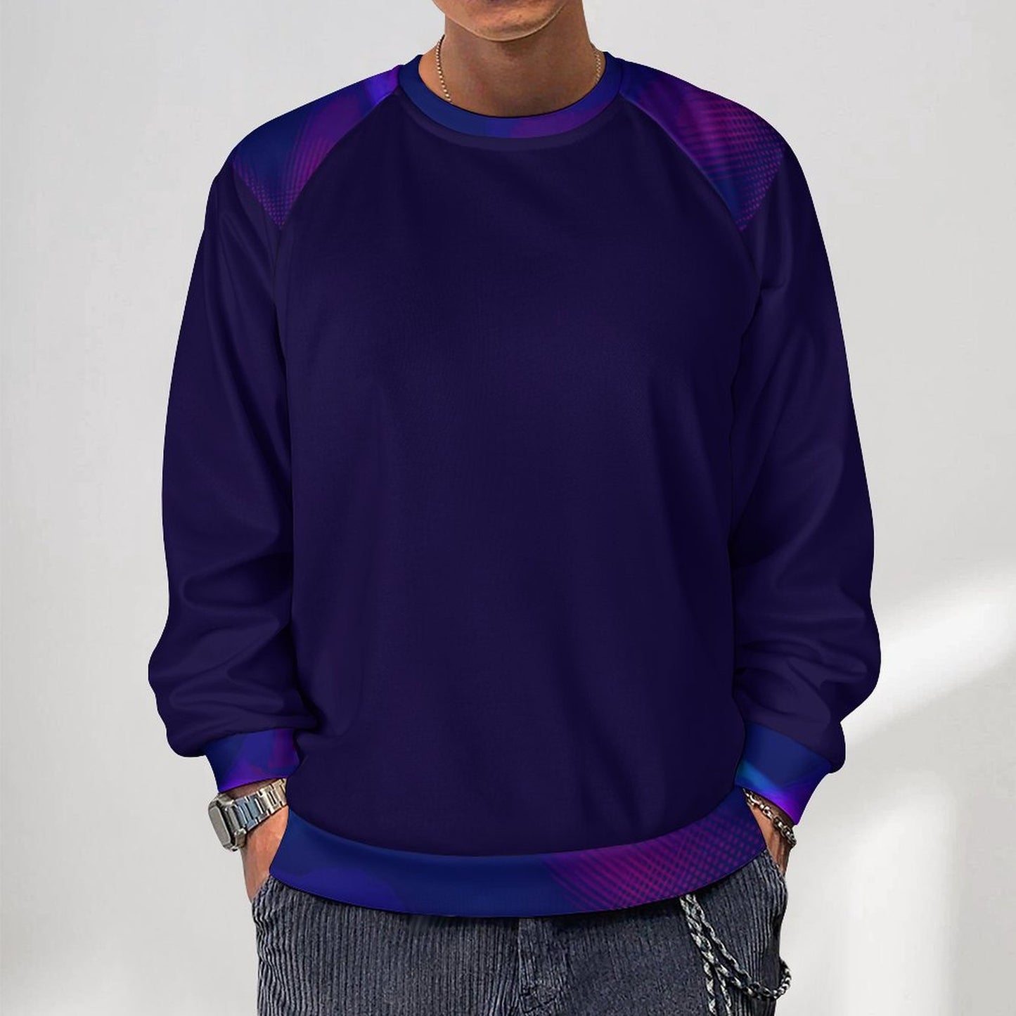 MULTICOLOR Men's Crewneck Raglan Sweatshirt-SMALL-5XL