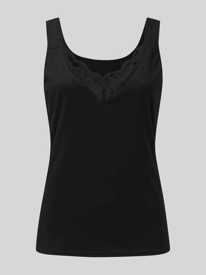 Full Size Lace Detail Sweetheart Neck Tank (white/royal blue/black/burgundy/dark gray)-S-3XL