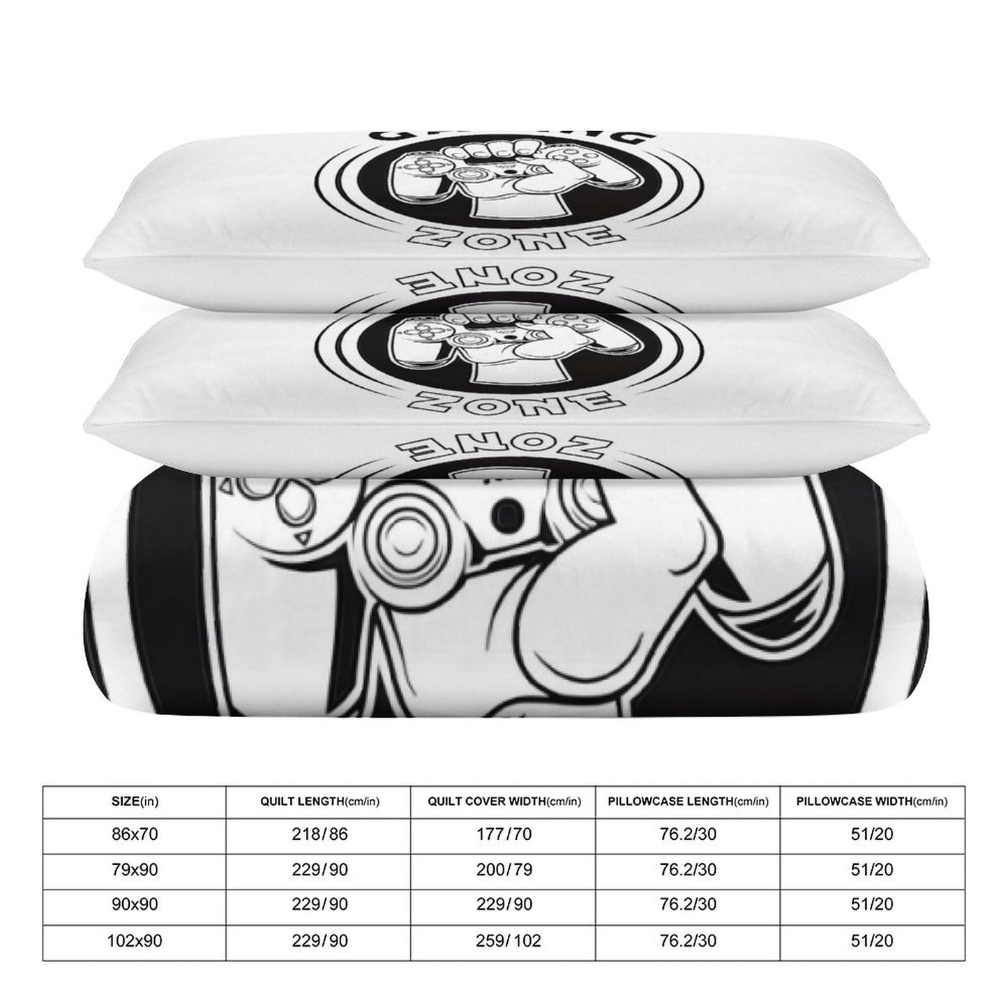 3-Piece Bedding Set-90"x90"/ 229x229cm (Dual-sided Printing)