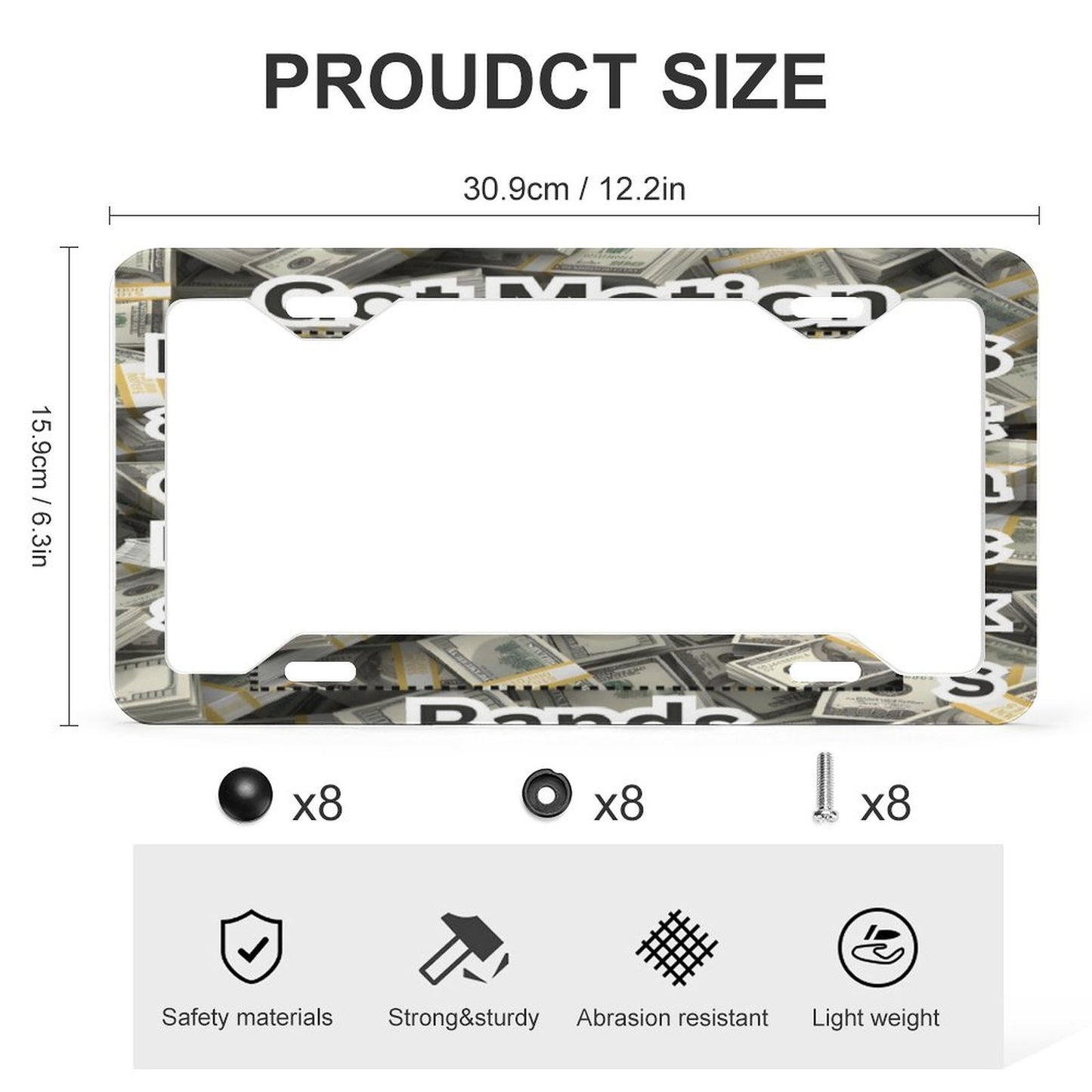 License Plate Frame with 4 Flat Holes(1 Pair)