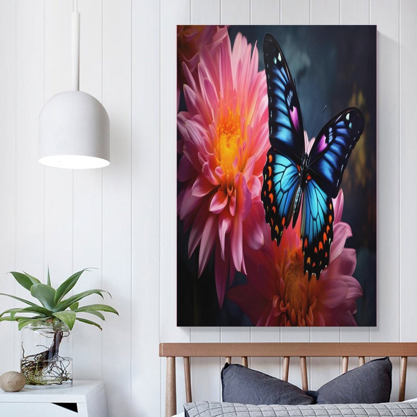 BLUE BUTTERFLY Unframed Art Canvas (Vertical 2:3)-8x12 inch/12x18 inch