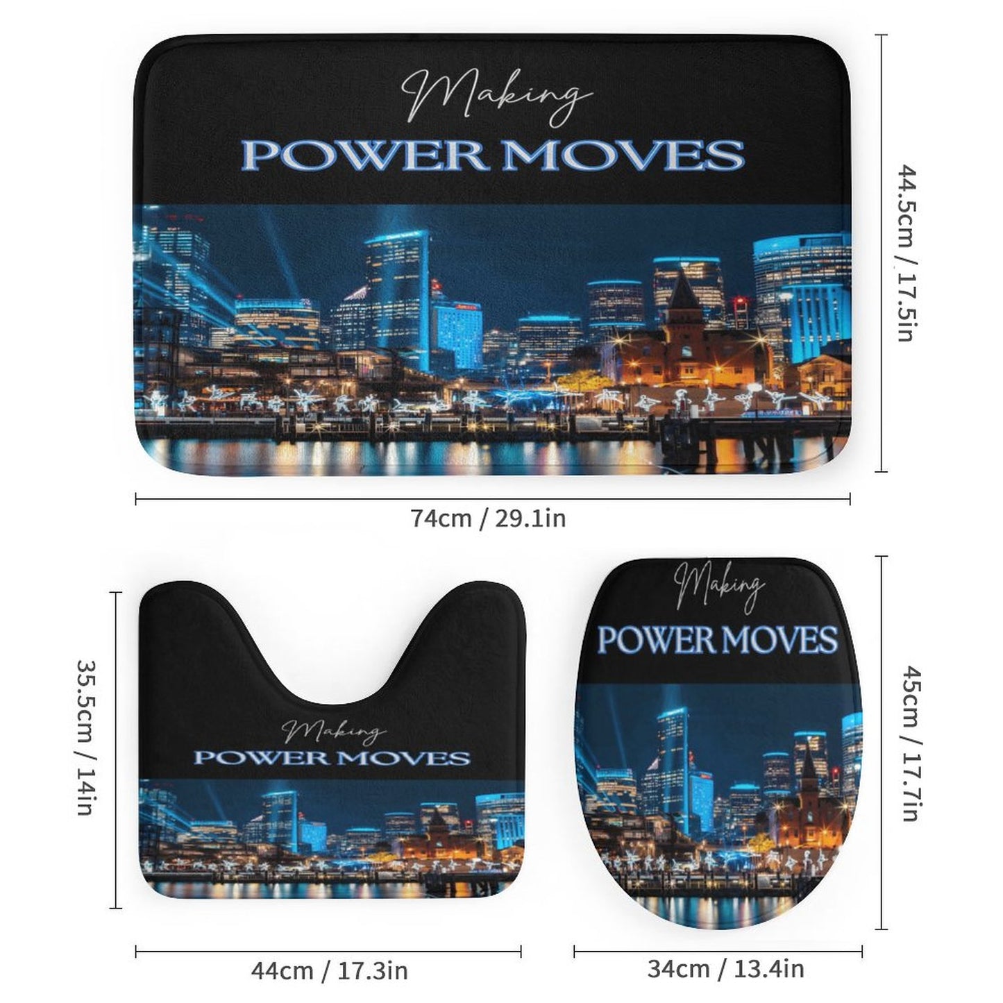 MAKING POWER MOVES Shower Curtain Set with 3 Rugs