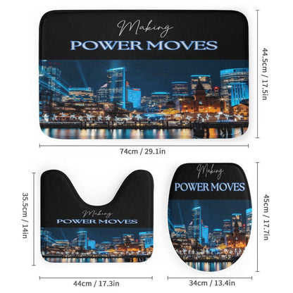 MAKING POWER MOVES Shower Curtain Set with 3 Rugs