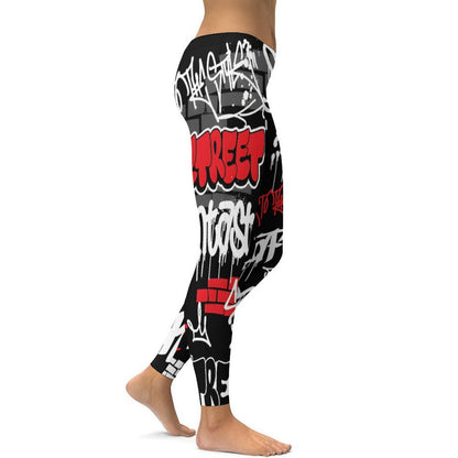 B/R/W GRAFFITI Hot Yoga Pants for Women