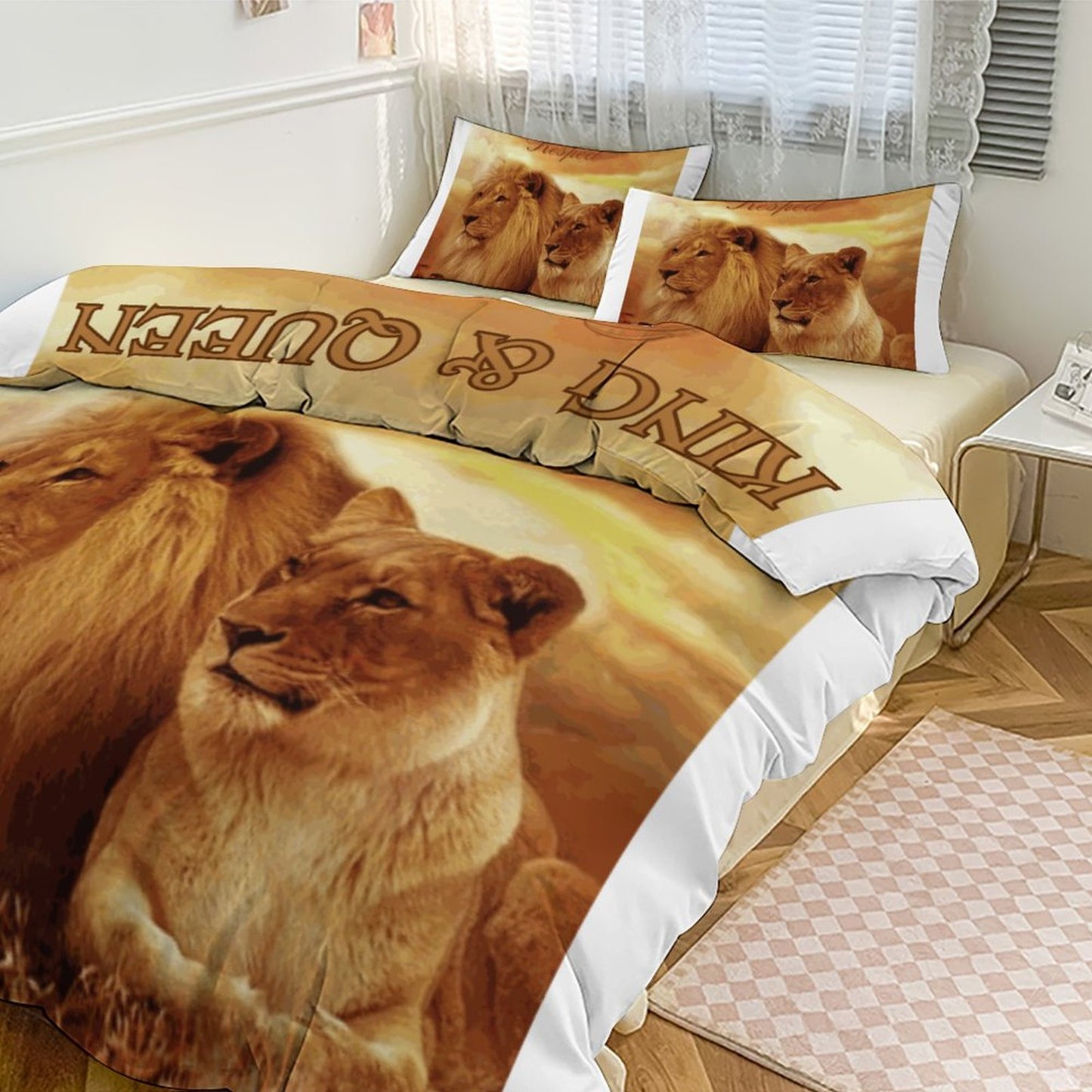 3-Piece Bedding Set-86"×70"/ 218×177cm (Dual-sidede Printing)