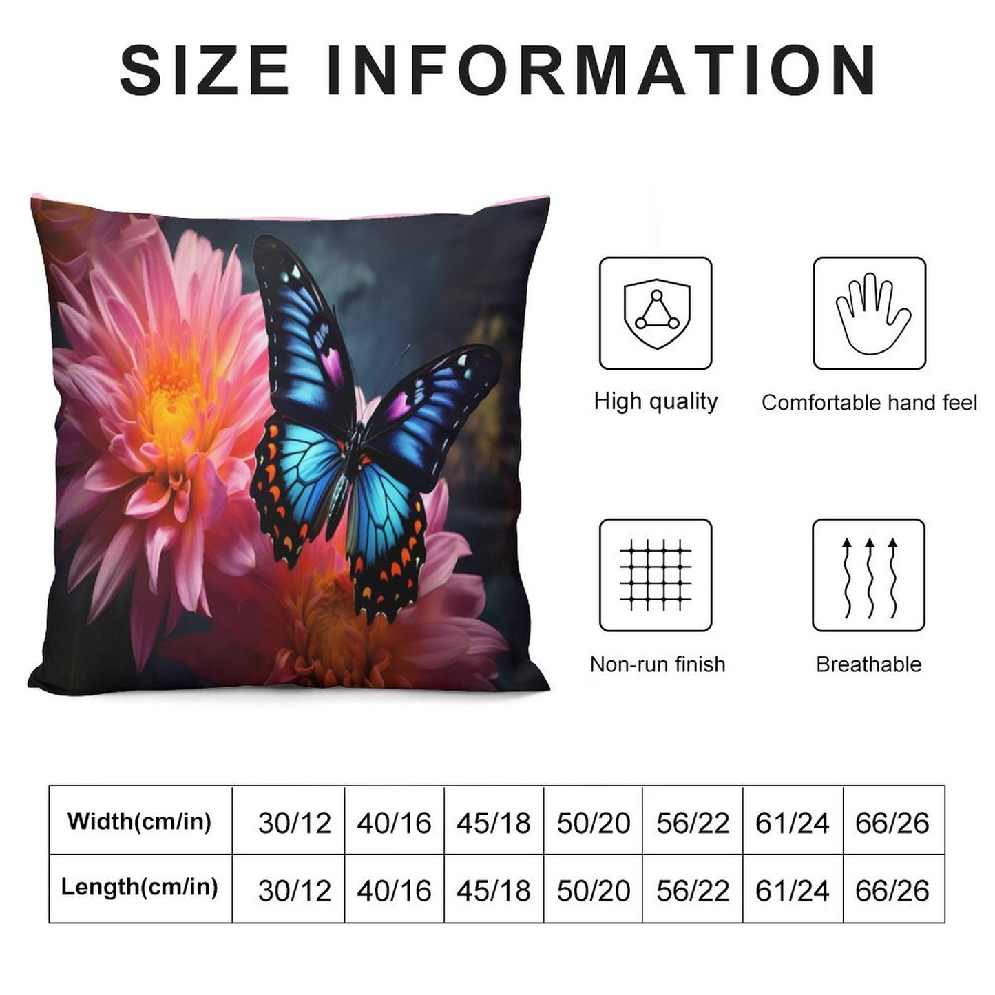 BLUE BUTTERFLY Plush Pillowcase Set of 4