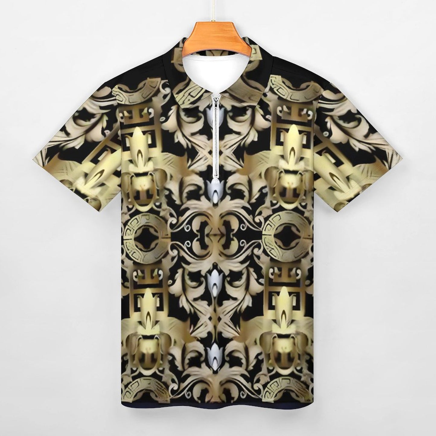 Men's Short Sleeve POLO Shirt with Zipper B470 (All-Over Printing)