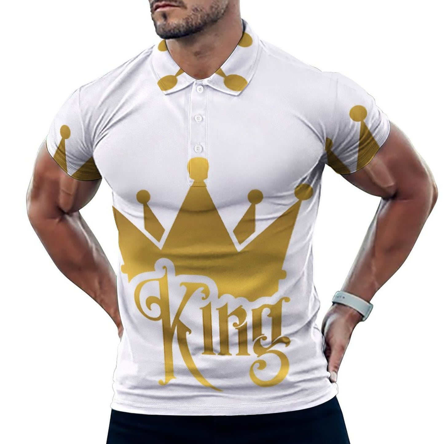 Custom Polo Shirts with All-Over printing Design Straight B612