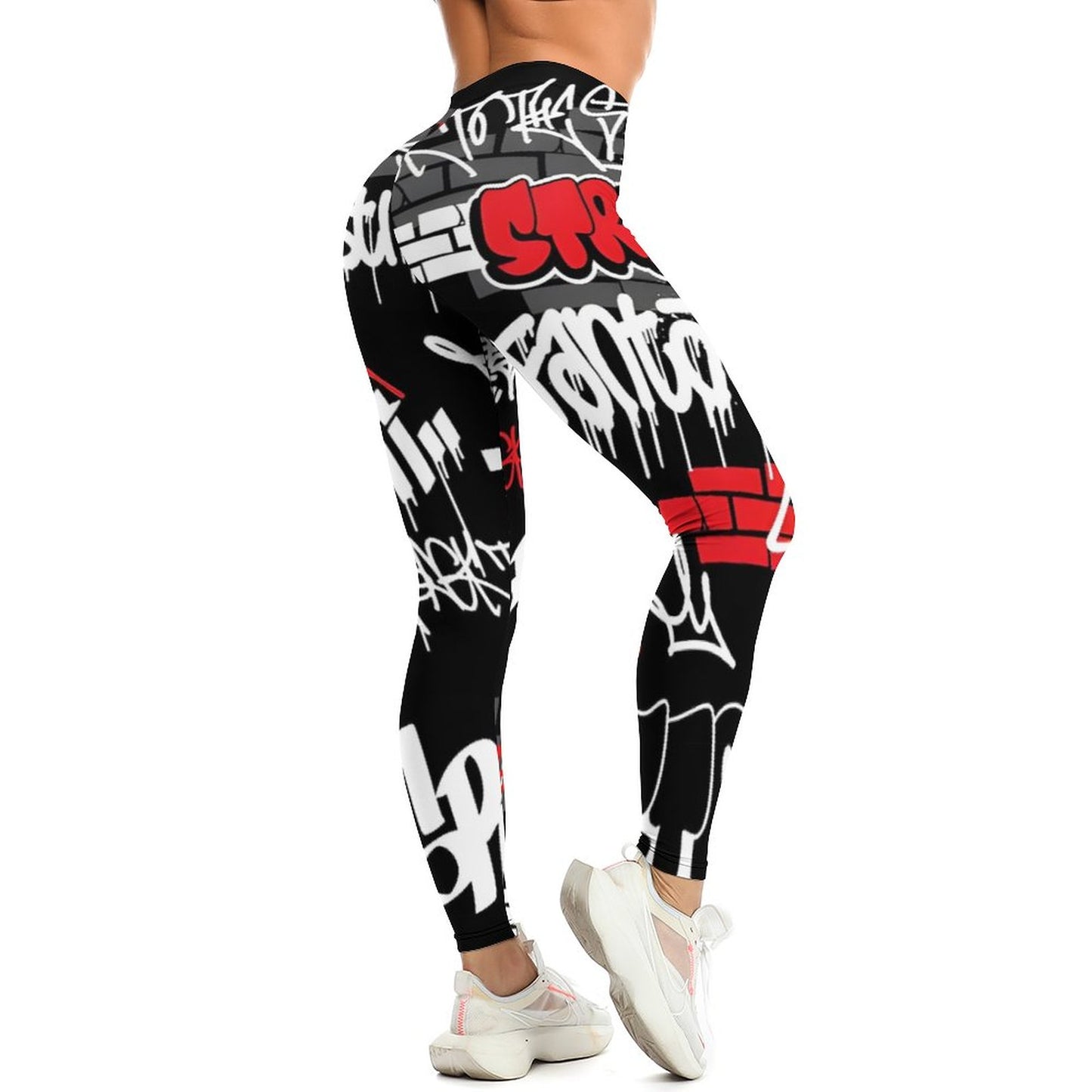 B/R/W GRAFFITI Hot Yoga Pants for Women