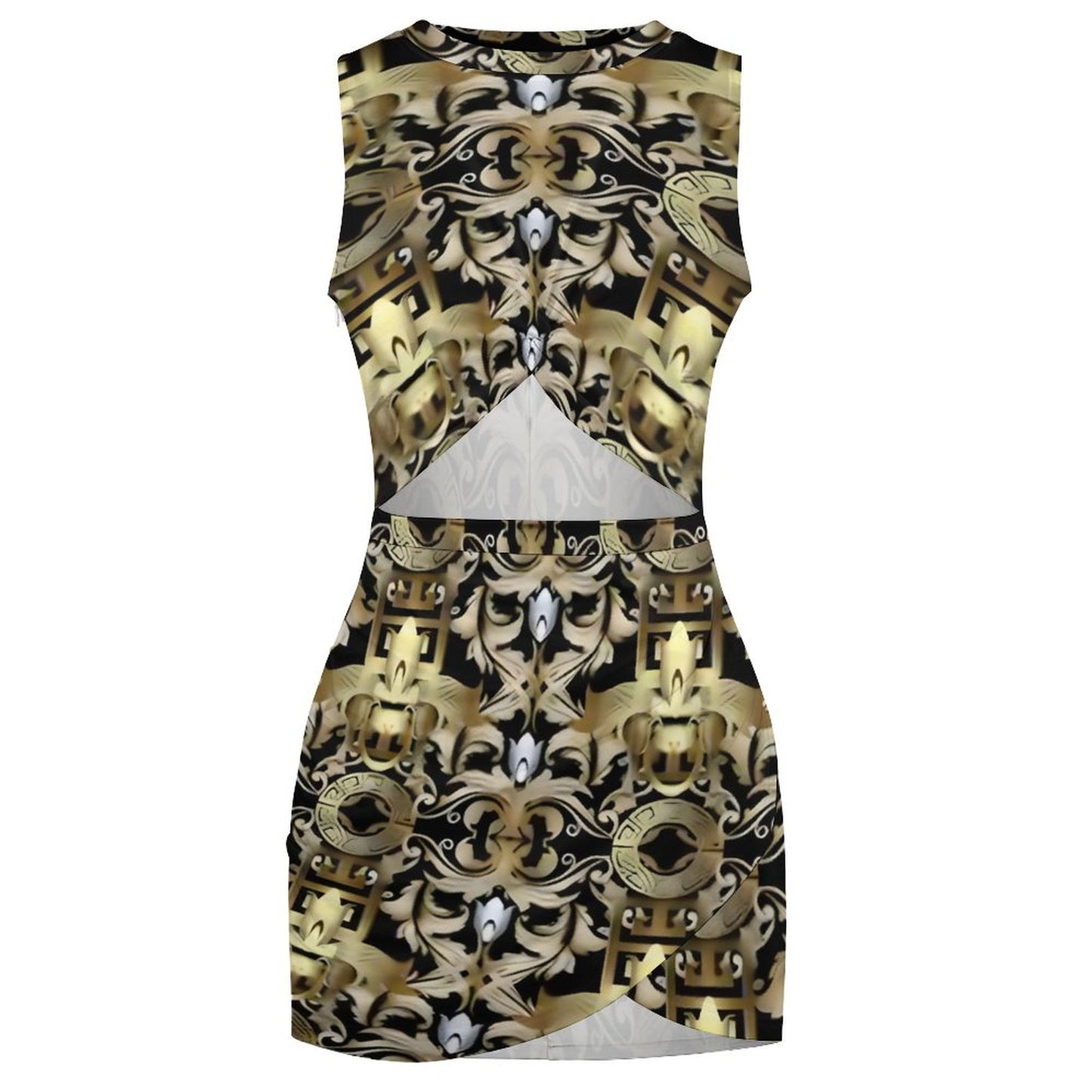 Cutout Bodycon Slim Fit Dress BEQ (All-Over Printing)